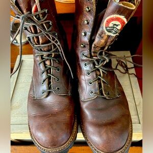 Heritage Irish Setter/Red Wing 8” lug soled(resoleable) boots. Make date 1/12